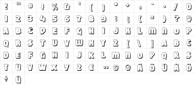 MightyShadow Regular  glyph index