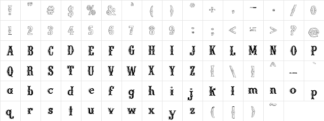 PC Honeyville Fill Regular  glyph index