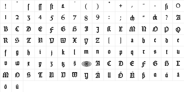 Weiss-Gotisch Regular  glyph index