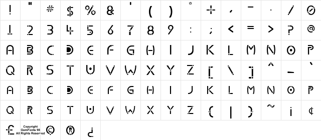 Kharnorric Regular  glyph index