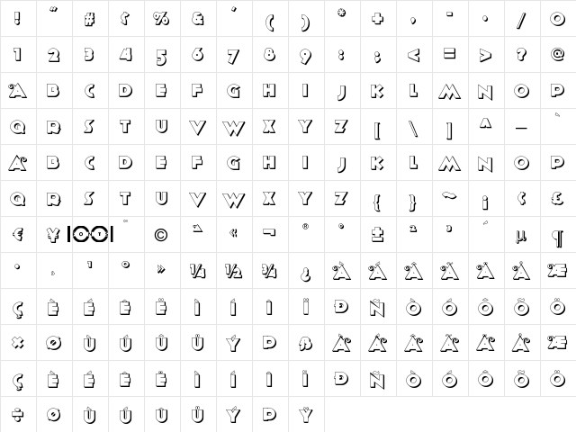 Anagram NF Shadow  glyph index