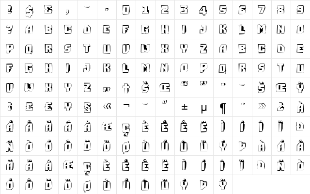 a_SimplerDst3D Regular  glyph index