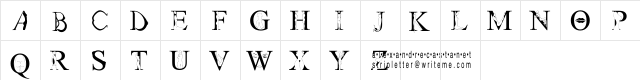 StripLetter1 Regular  glyph index