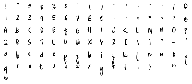 Familite Regular  glyph index