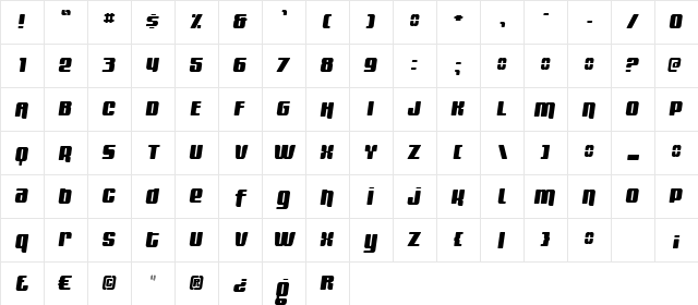 Fresh Regular  glyph index