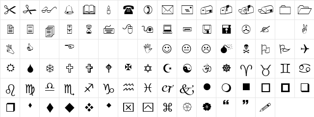 Childs Play Regular  glyph index