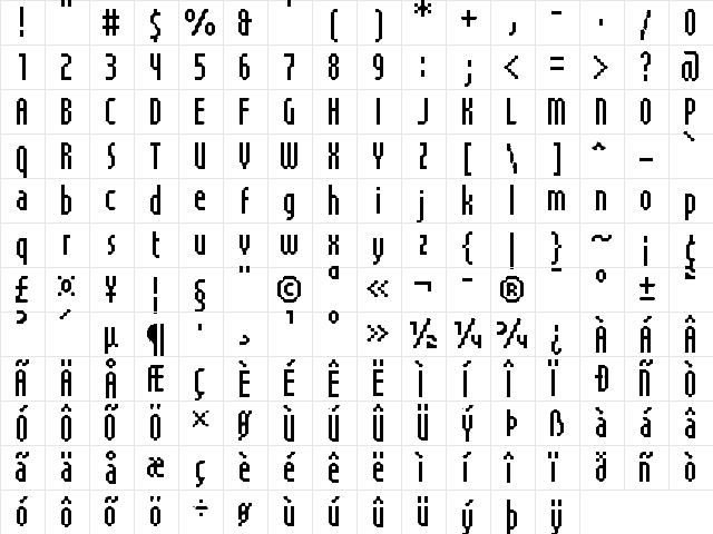 UF Elementar B 11.11.1 a Regular  glyph index