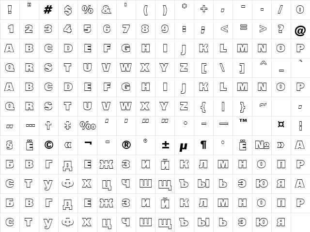 a_GroticTitulOtlHv Regular  glyph index