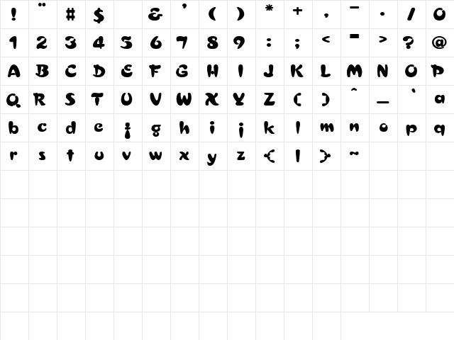 Krueger 3 Regular  glyph index