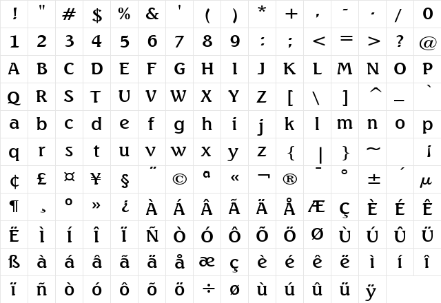 Beach Wide Normal  glyph index