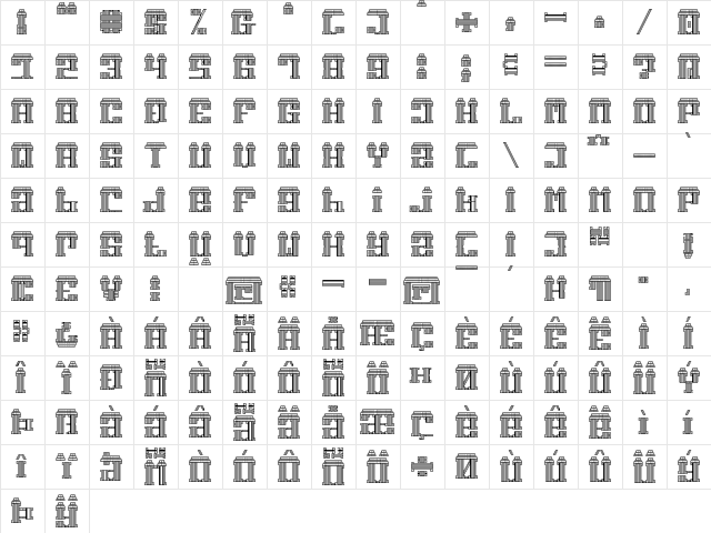 Temple of Gong Regular  glyph index