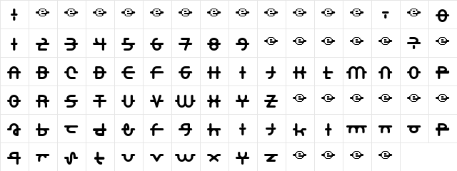 A.Lewis Regular  glyph index