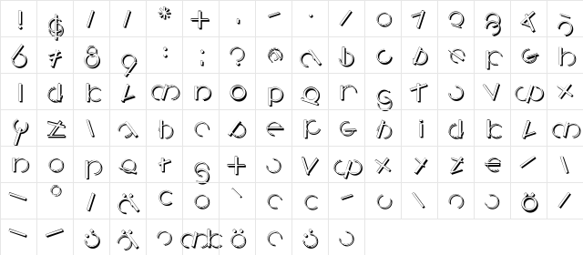 LogomatiqueShadow Regular  glyph index