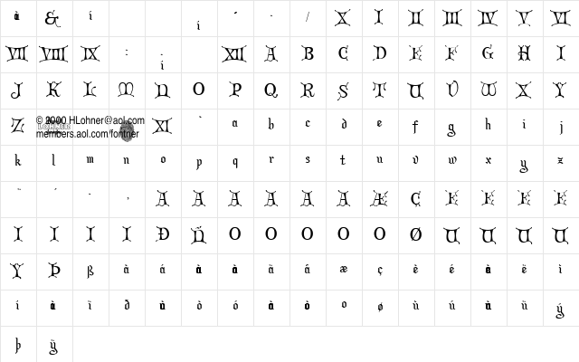 Christmas Card Regular  glyph index