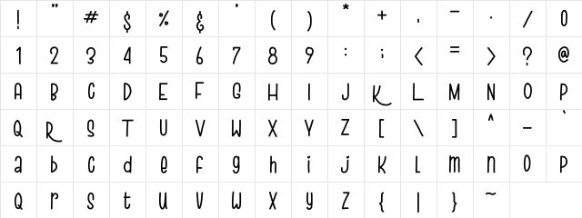 Sweet_Dessert_DEMO Regular  glyph index