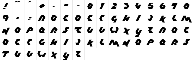 Thrust Regular  glyph index