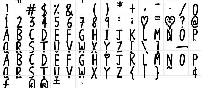 Long Loving Letters Regular  glyph index