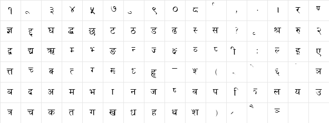 Spins Regular  glyph index