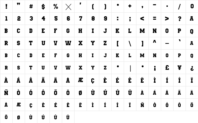 Mars&Twist Regular  glyph index