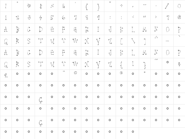Itchyhouse Regular  glyph index