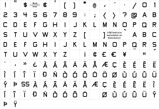 Tapeworm Regular  glyph index