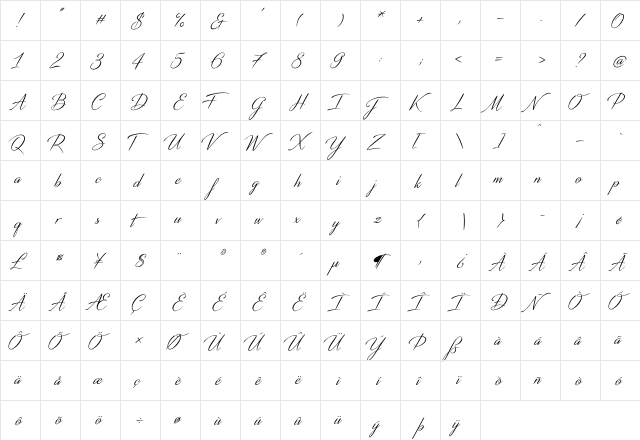 Distant Stroke Medium  glyph index