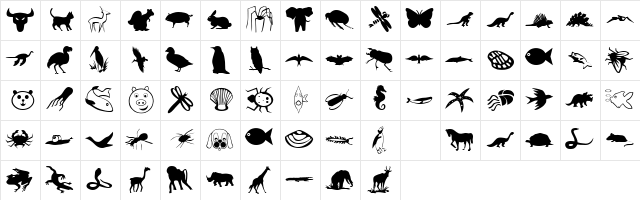 TILLIE Regular  glyph index