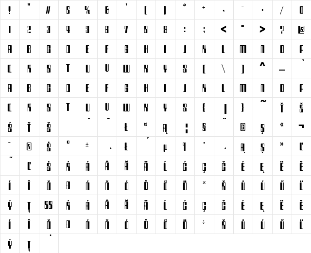 CountdownComDEE Regular  glyph index