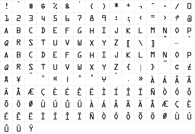 OPTIOpus Regular  glyph index