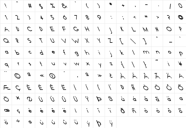 FZ BASIC 19 LEFTY Normal  glyph index