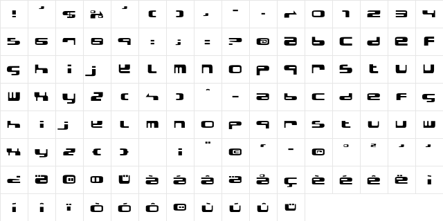 ElectroBazar Regular  glyph index