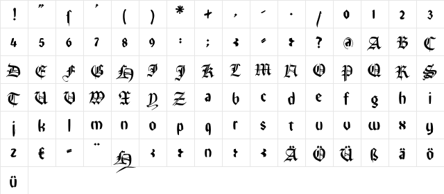 RememberReinerFS Regular  glyph index