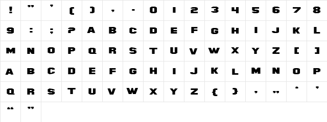 SF Hollywood Hills Extended Regular  glyph index