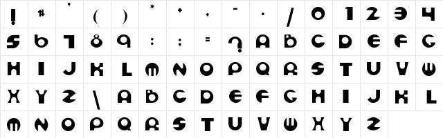 Espheres Regular  glyph index