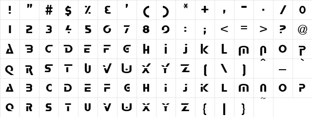 Headline Regular  glyph index