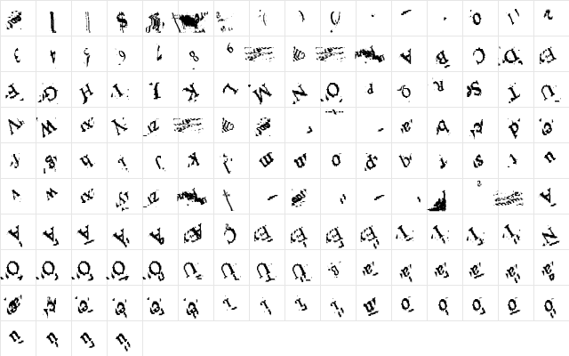 Niwida Regular  glyph index