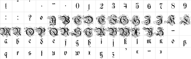 Rurintania Regular  glyph index