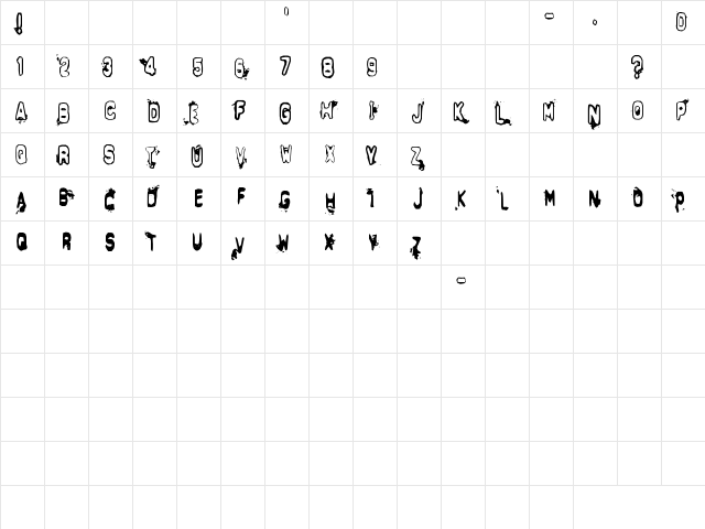 Delta Echo Regular  glyph index