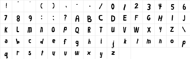 Worm Regular  glyph index