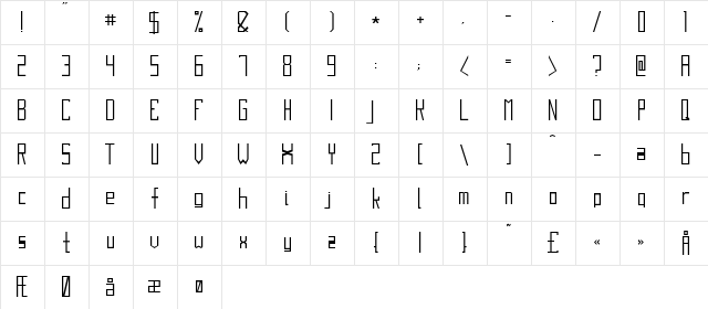 Blok Regular  glyph index