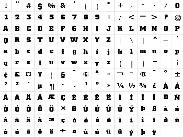 Borghs-Extended Normal  glyph index