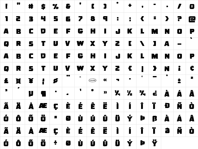 Uglier Things Mangled Regular  glyph index