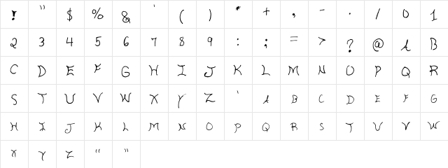 Aria Regular  glyph index