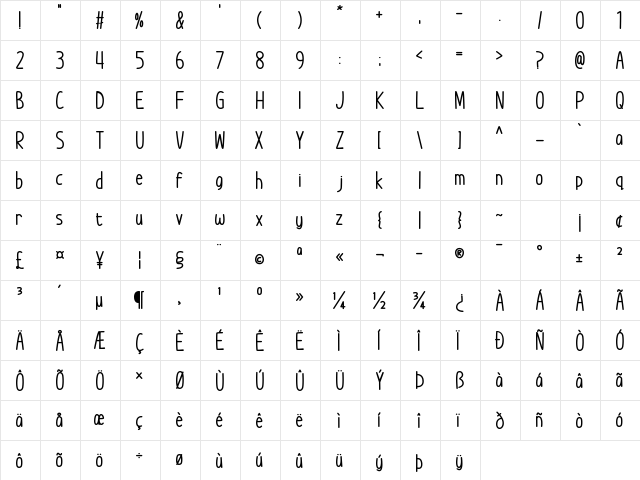 Im Wunderland Bold  glyph index