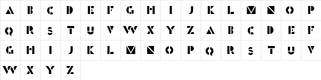Generals Regular  glyph index