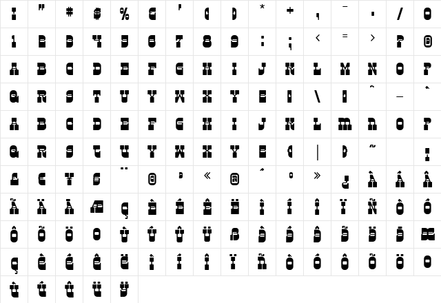 Kareta A Regular  glyph index