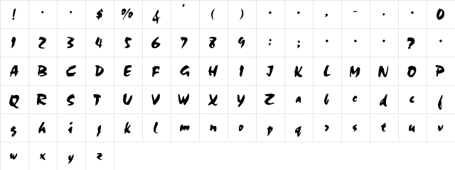 Scrib- Regular  glyph index