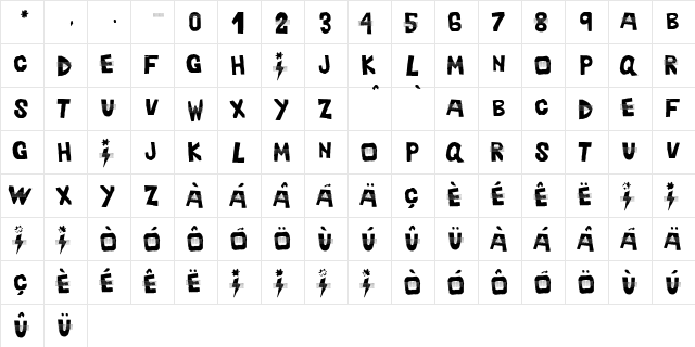 TETARIA DEMO VERSION Regular  glyph index