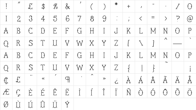 Twigglee Regular  glyph index