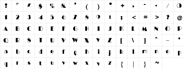 Fat Old Guy Regular  glyph index